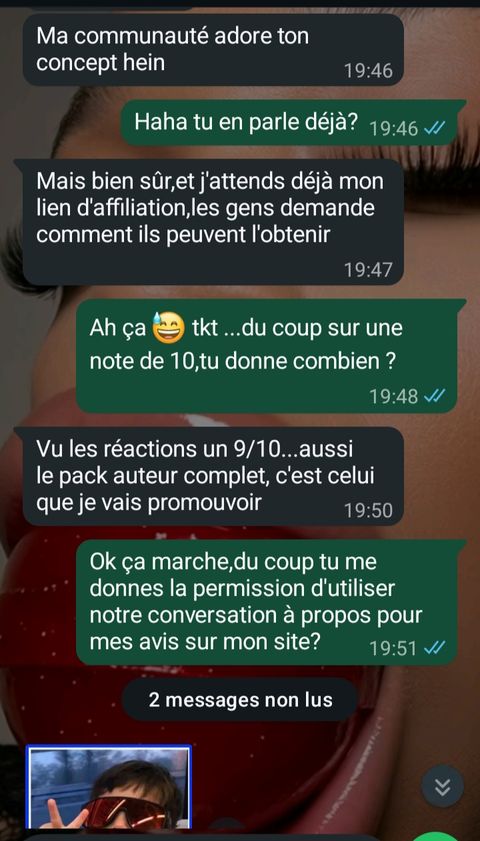 Échange WhatsApp — deuxième retour